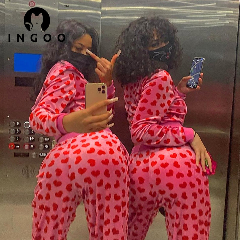 2-teiliges Set mit Kapuzen-Cardigan mit Love-Print