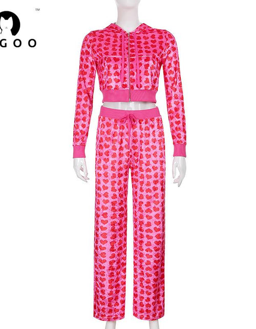 Bild in Galerie-Viewer laden, 2-teiliges Set mit Kapuzen-Cardigan mit Love-Print