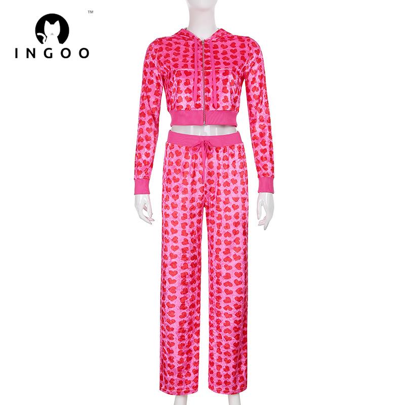 2-teiliges Set mit Kapuzen-Cardigan mit Love-Print