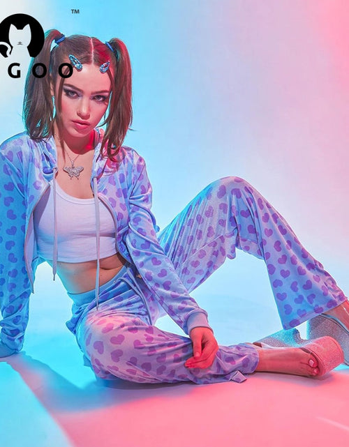 Bild in Galerie-Viewer laden, 2-teiliges Set mit Kapuzen-Cardigan mit Love-Print