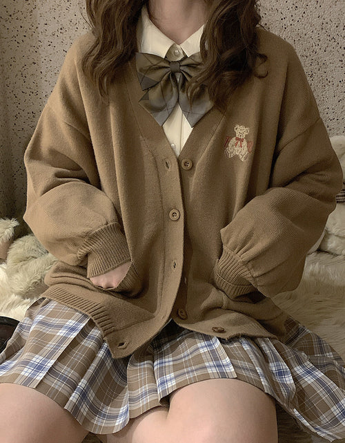 Load image into Gallery viewer, Cute Bear Embroidery Cardigan