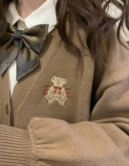 Load image into Gallery viewer, Cute Bear Embroidery Cardigan