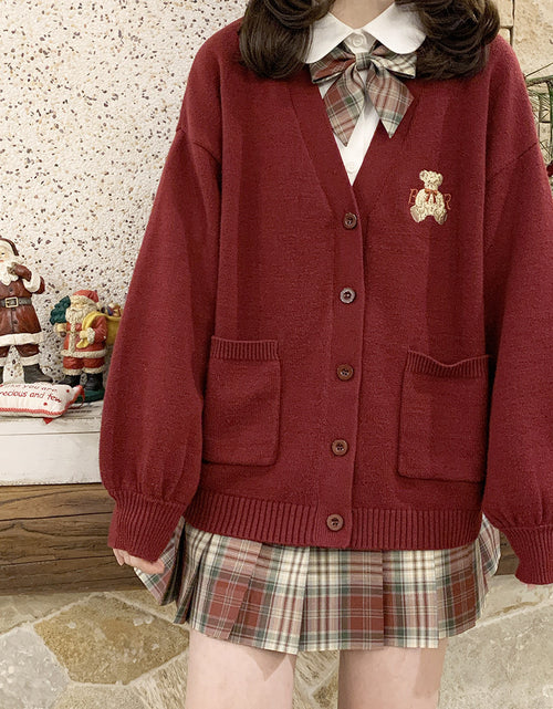 Load image into Gallery viewer, Cute Bear Embroidery Cardigan