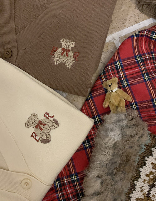 Load image into Gallery viewer, Cute Bear Embroidery Cardigan