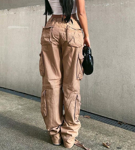 Cargo Solid Baggy Pants