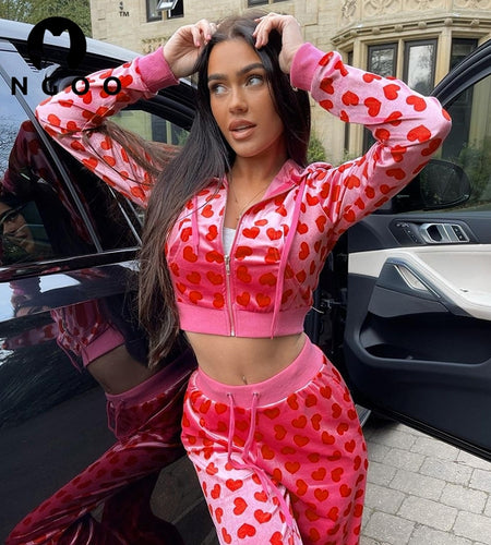 2-teiliges Set mit Kapuzen-Cardigan mit Love-Print